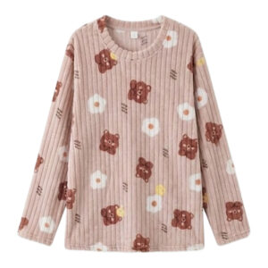 ست راحتی حوله‌ای زنانه | مدل خرسی رنگ بنفش نرم و گرم