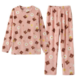 ست راحتی حوله‌ای زنانه | مدل خرسی رنگ صورتی نرم و گرم